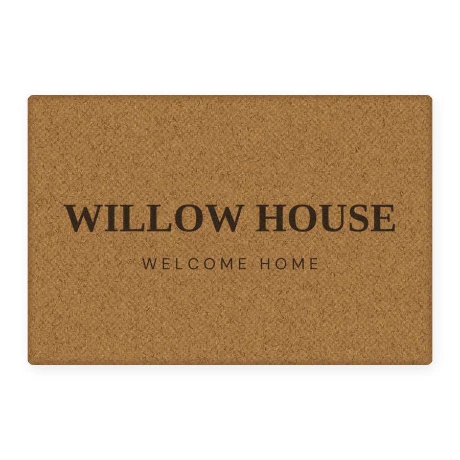 The House Name personalised coir doormat, preview of the actual print design with example wording Willow House
